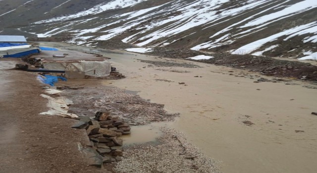 Yüksekovada dere taştı: Ahırları su bastı