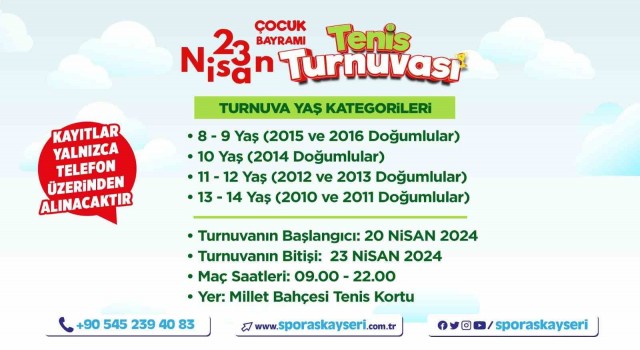 Büyükşehirin Yeni Tenis Kortunda 23 Nisana özel turnuva