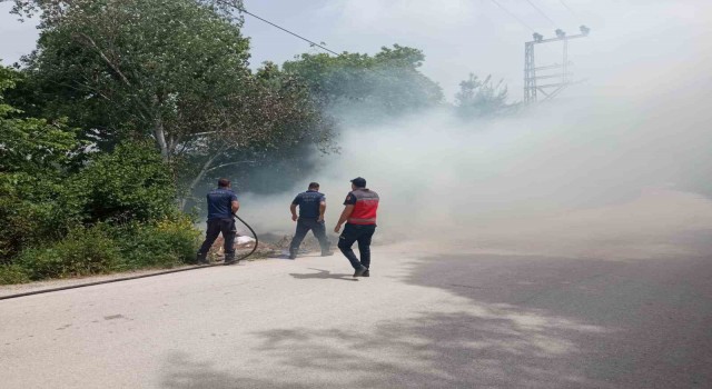 Defnede ağaçlık alanda çıkan yangın söndürüldü