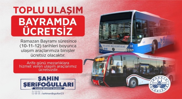 Elazığ Belediyesinden ücretsiz ulaşım hizmeti