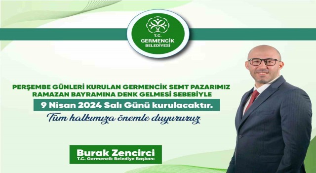 Germencikte semt pazarı bu haftaya özel Salı günü kurulacak