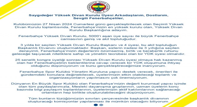 Sevil Becan, Fenerbahçe Yüksek Divan Kurulu Başkanlığına aday olduğunu duyurdu