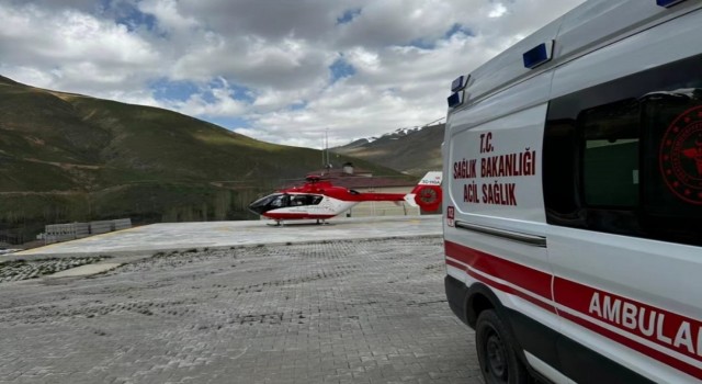 Vanda göğüs ağrısı olan hasta için ambulans helikopter havalandı