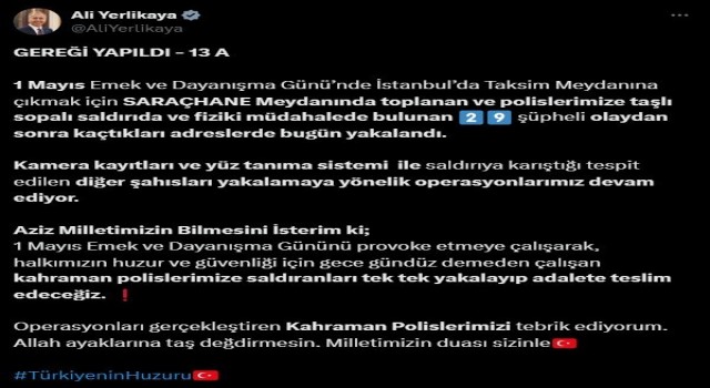 1 Mayısta polise taş ve sopayla saldıran 29 şüpheli yakalandı
