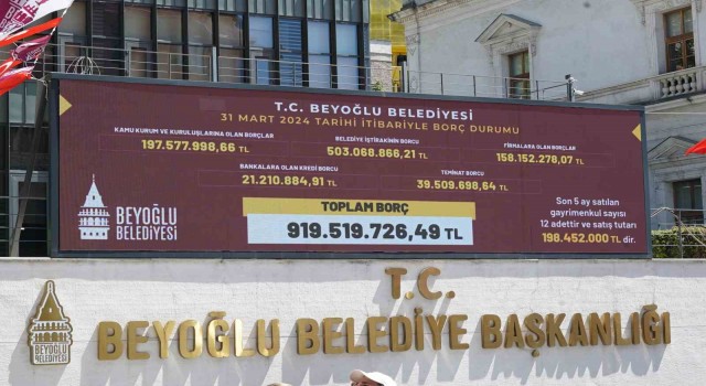 Beyoğlu Belediyesinin borcu dijital ekranlara yansıdı