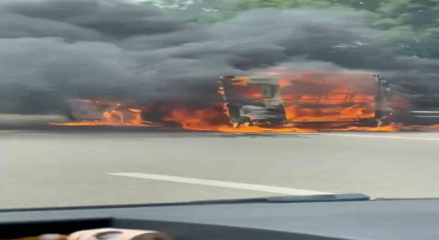 Bursada servis minibüsü alev alev yandı