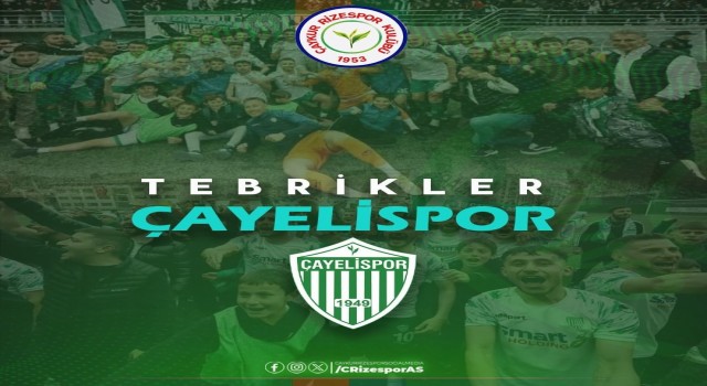 Çaykur Rizespordan Çayelispora tebrik mesajı