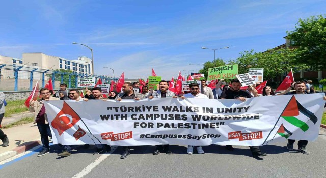 Edirnede üniversite öğrencilerinden Filistine destek gösterisi