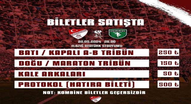 Elazığspordan son maça özel hatıra bileti