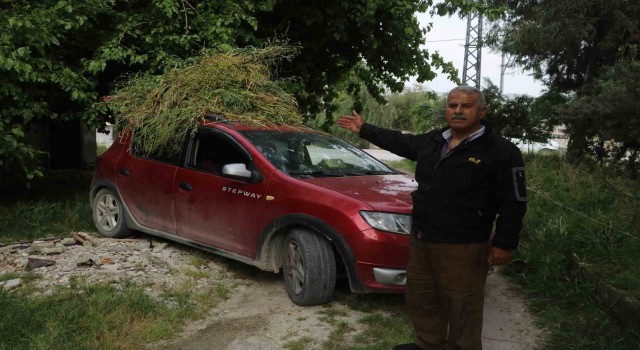 Eşini yormamak için otomobiliyle ot taşıyan yaşlı adam yürekleri ısıttı