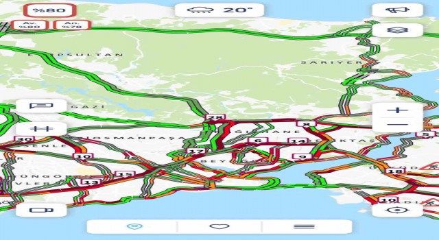 İstanbulda trafik yoğunluğu yüzde 80e ulaştı