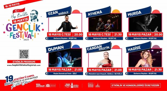 İstanbulda üç ilçeden ortak “Hep Birlikte 19 Mayıs Gençlik Festivali”