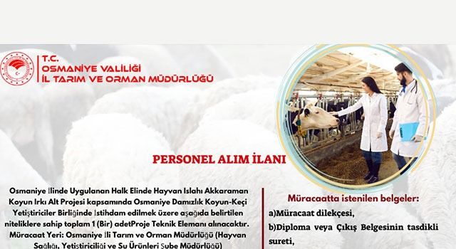 Osmaniye Tarım İl Müdürlüğü Eleman Alımı Yapacak