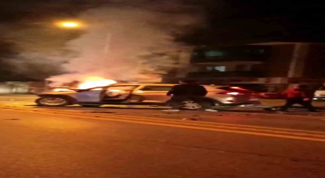 Sakaryada korkutan kaza: Kafa kafaya çarpışan SUV araç alev aldı