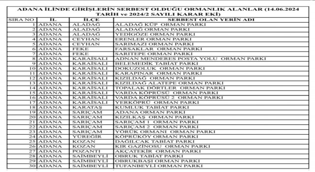 Adanada yangınların önüne geçebilmek amacıyla ormanlık alanlara girişler yasaklandı
