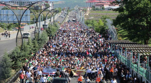 Bingölde yaklaşık 15 bin kişi Gazze için yürüdü