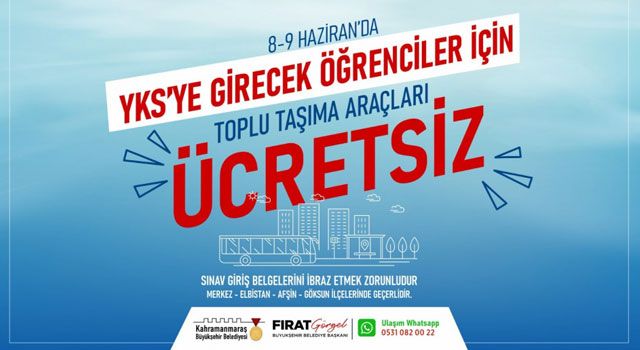 YKS’ye Girecek Öğrencilere Toplu Taşıma Ücretsiz