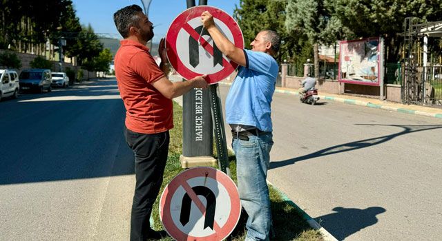Bahçe Belediyesi Trafik Levhalarını Yeniledi