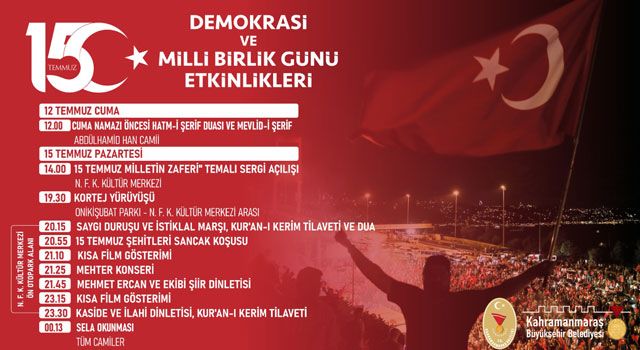 Kahramanmaraş’ta 15 Temmuz Anma Etkinlikleri Düzenlenecek