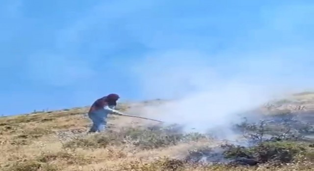Bahçesarayda makilik alan yandı