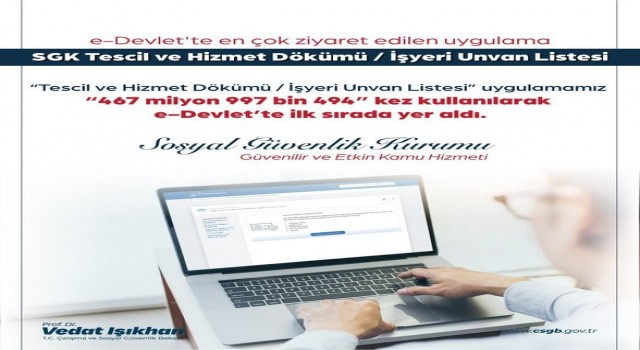 Bakan Işıkhan: “e-Devletten en çok ziyaret edilen uygulama SGK Tescil ve Hizmet Dökümü oldu”