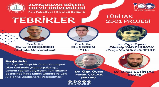 BEUN Fen Fakültesi Biyoloji Bölümü Öğretim Elemanlarının projesine TÜBİTAKtan destek
