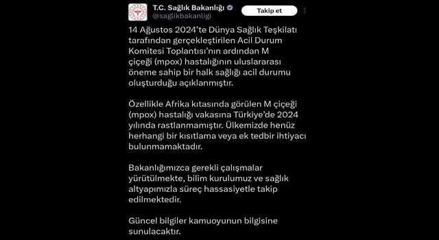 Sağlık Bakanlığı'ndan “Maymun Çiçeği” Açıklaması