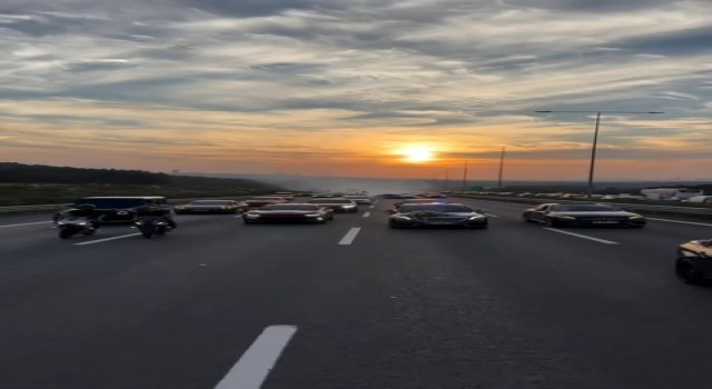 Beykozda çakarlı driftli düğün konvoyu kamerada