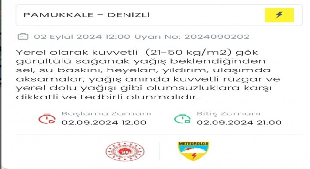 Meteorolojiden Denizliye son dakika uyarısı