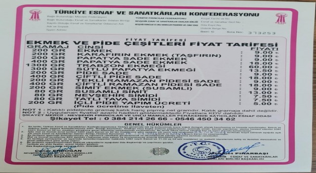 Nevşehirde ekmeğe zam geldi