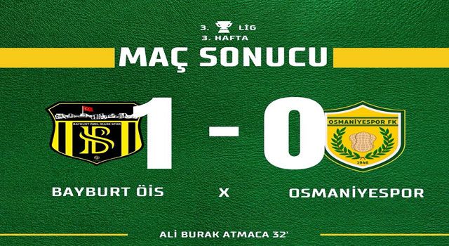 Osmaniyespor FK, Bayburt Ö.İ.S.'ye 1-0 Mağlup Oldu