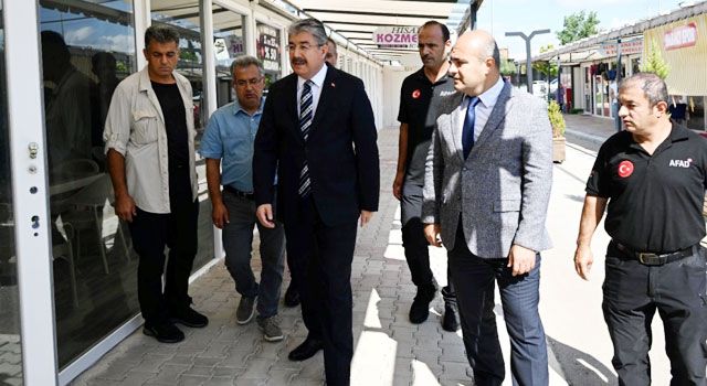 Vali Yılmaz, Konteyner Çarşıda İncelemelerde Bulundu
