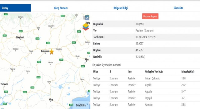 Erzurum 3,8 ile sallandı