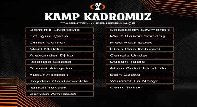 Fenerbahçenin, Twente maçı için kamp kadrosu belli oldu