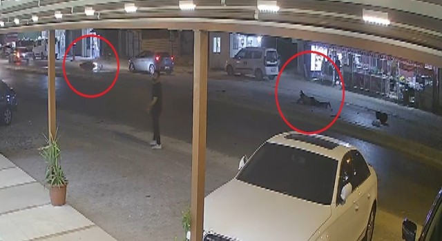 Motosikletlinin metrelerce uçtuğu anlar kamerada
