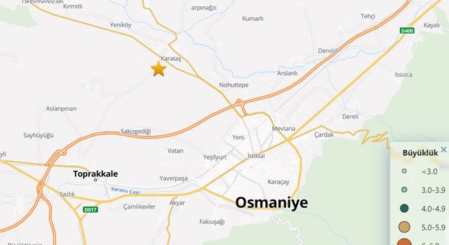 Osmaniye'de 2.9 Büyüklüğünde Deprem