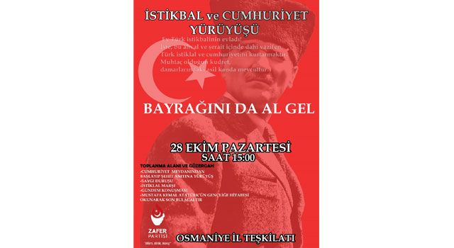 Zafer Partisi’nden “Cumhuriyet İçin Yürü” Çağrısı