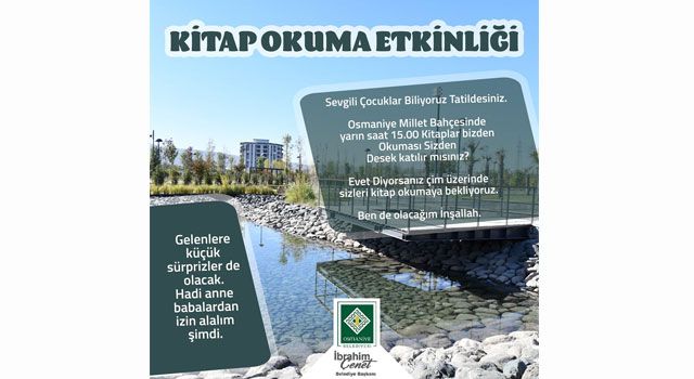 Osmaniye Belediyesi'nden Çocuklara Kitap Okuma Etkinliği Müjdesi