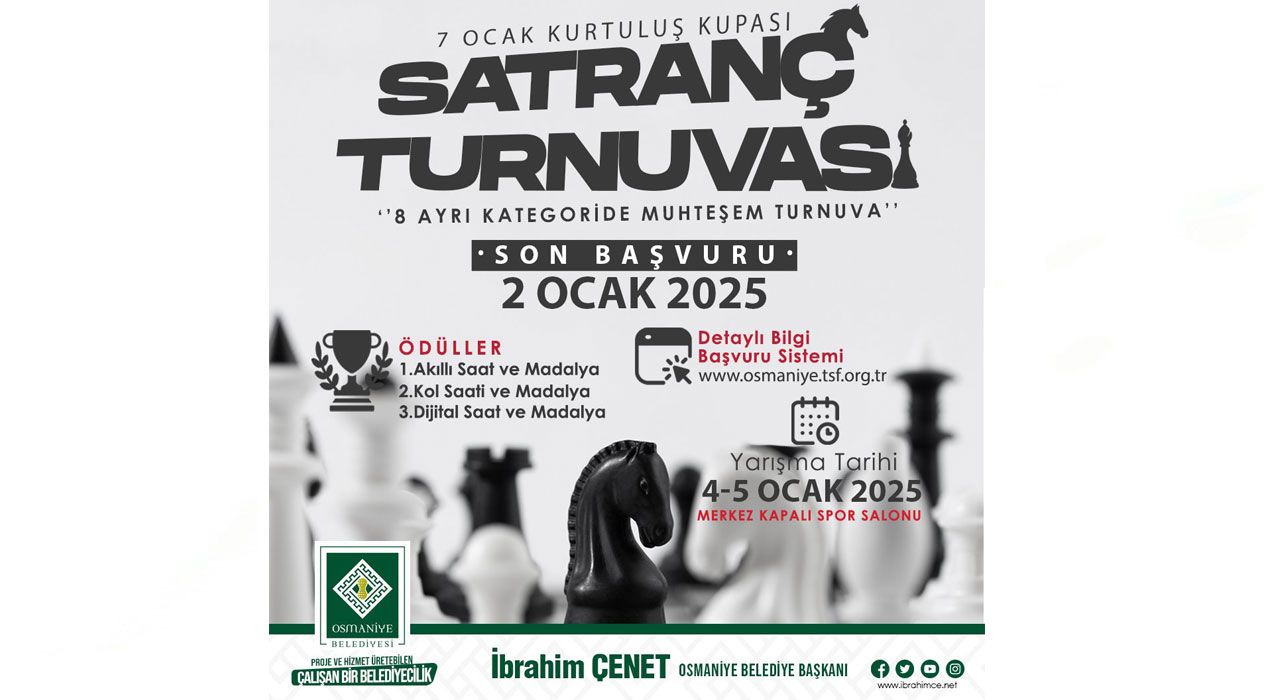 7 Ocak Kurtuluş Kupası Satranç Turnuvası Düzenlenecek