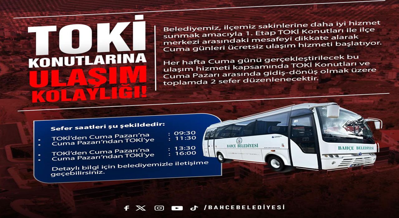 O ilçede Cuma Günü Ulaşım Ücretsiz
