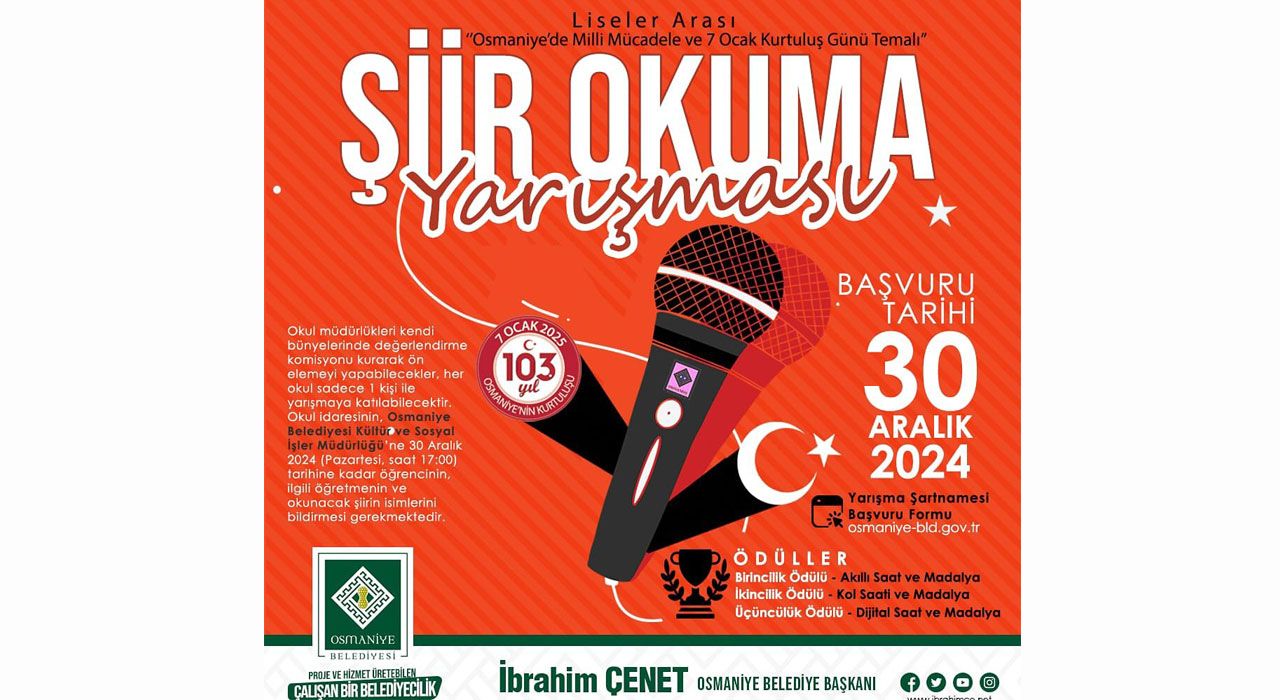 Osmaniye Belediyesinden Liselerarası Şiir Yarışması Etkinliği