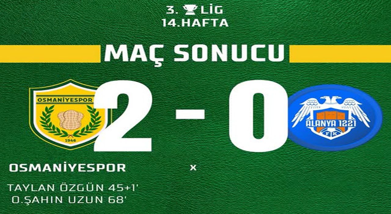 Osmaniyespor FK Evinde 3 Puanla Güldü: 2-0