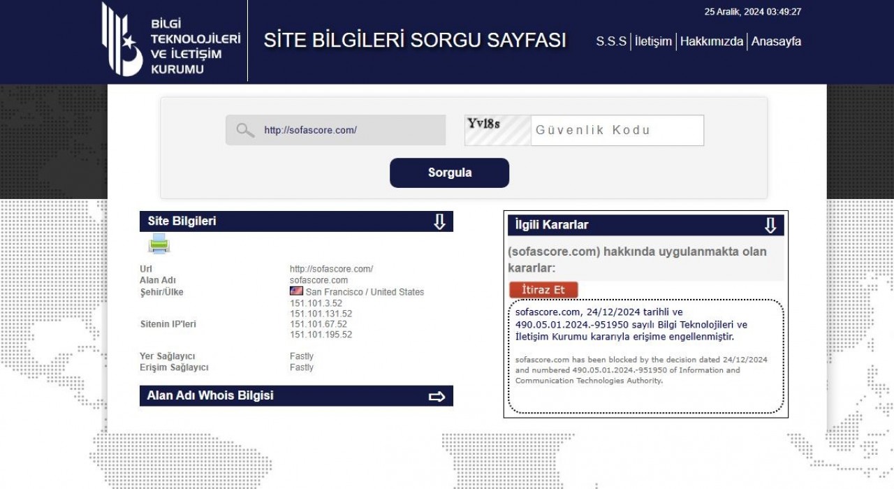 Sofascorea erişim engeli getirildi