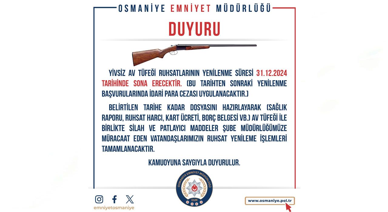 Yivsiz Av Tüfeği Ruhsatlarında Yenileme Süresi Yaklaşıyor