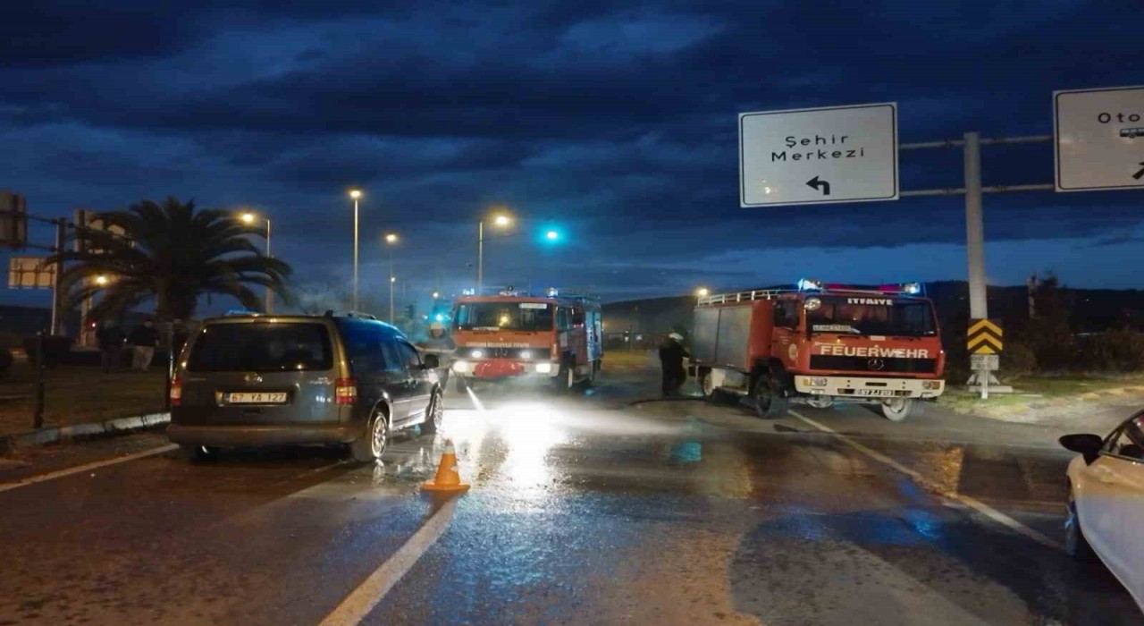 Zonguldakta otomobil alevlere teslim oldu