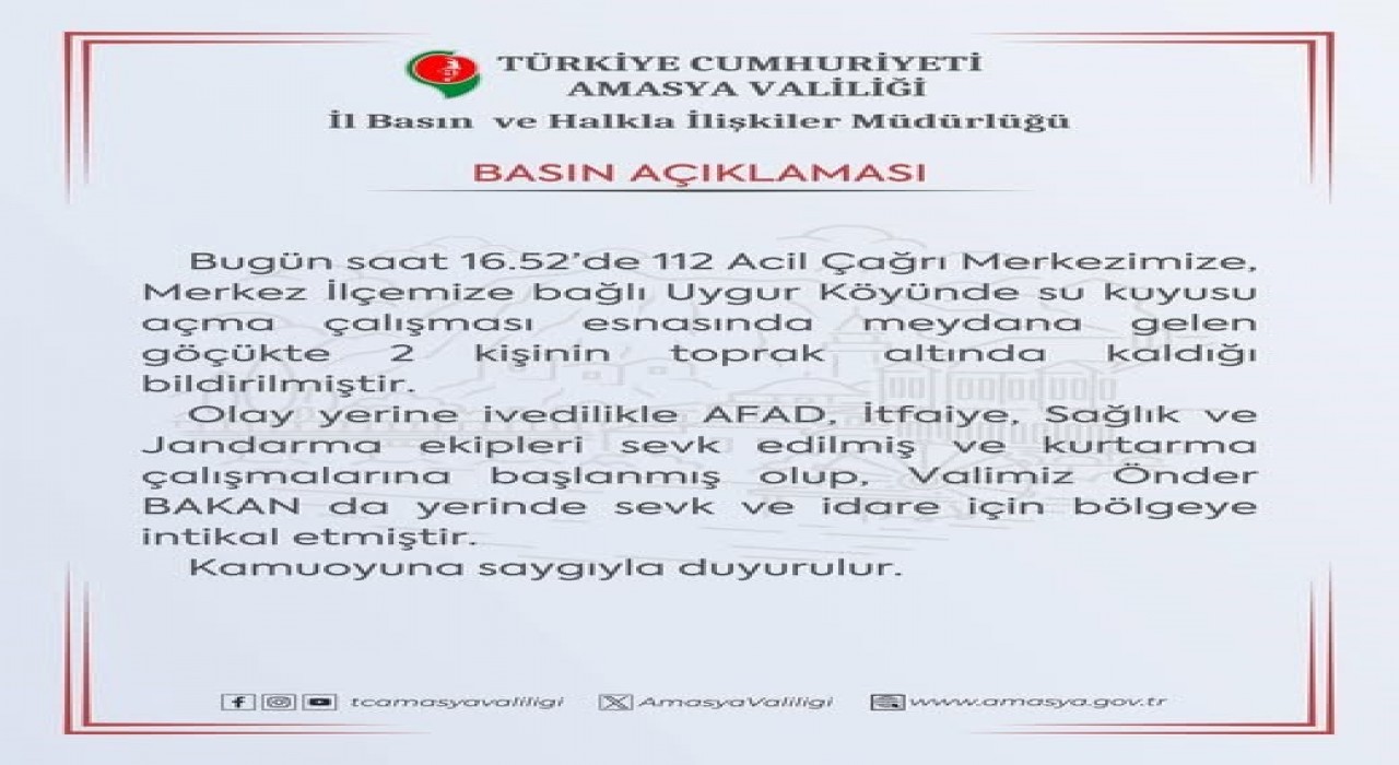 Amasyada göçük: 2 kişi toprak altında