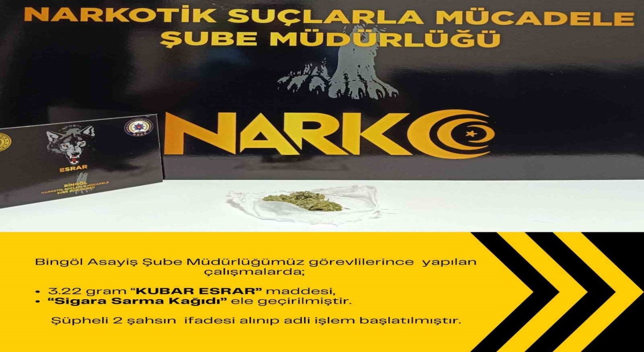 Bingölde uyuşturucuyla mücadele: 2 gözaltı
