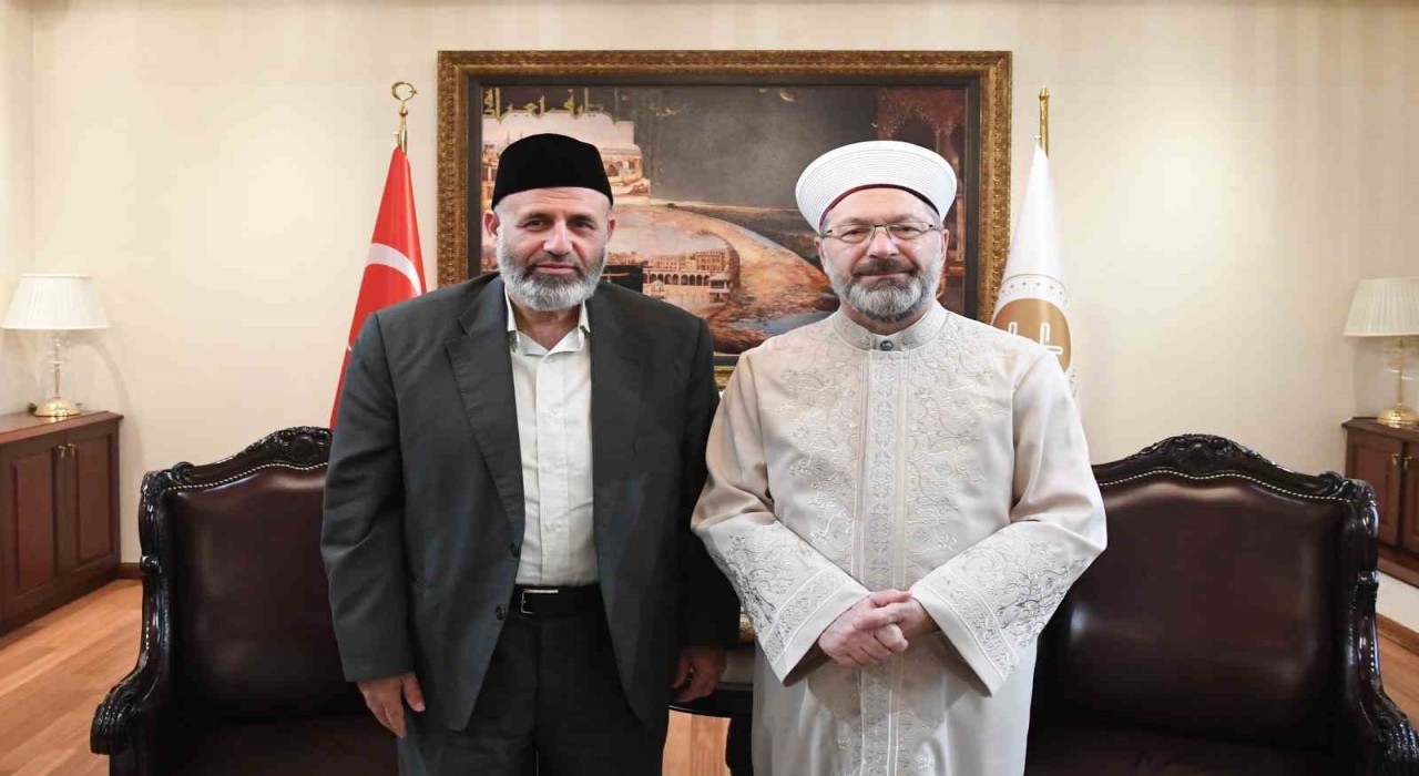 Diyanet İşleri Başkanı Erbaş, Filistinli Alimler Birliği Başkanı Tekruriyi kabul etti