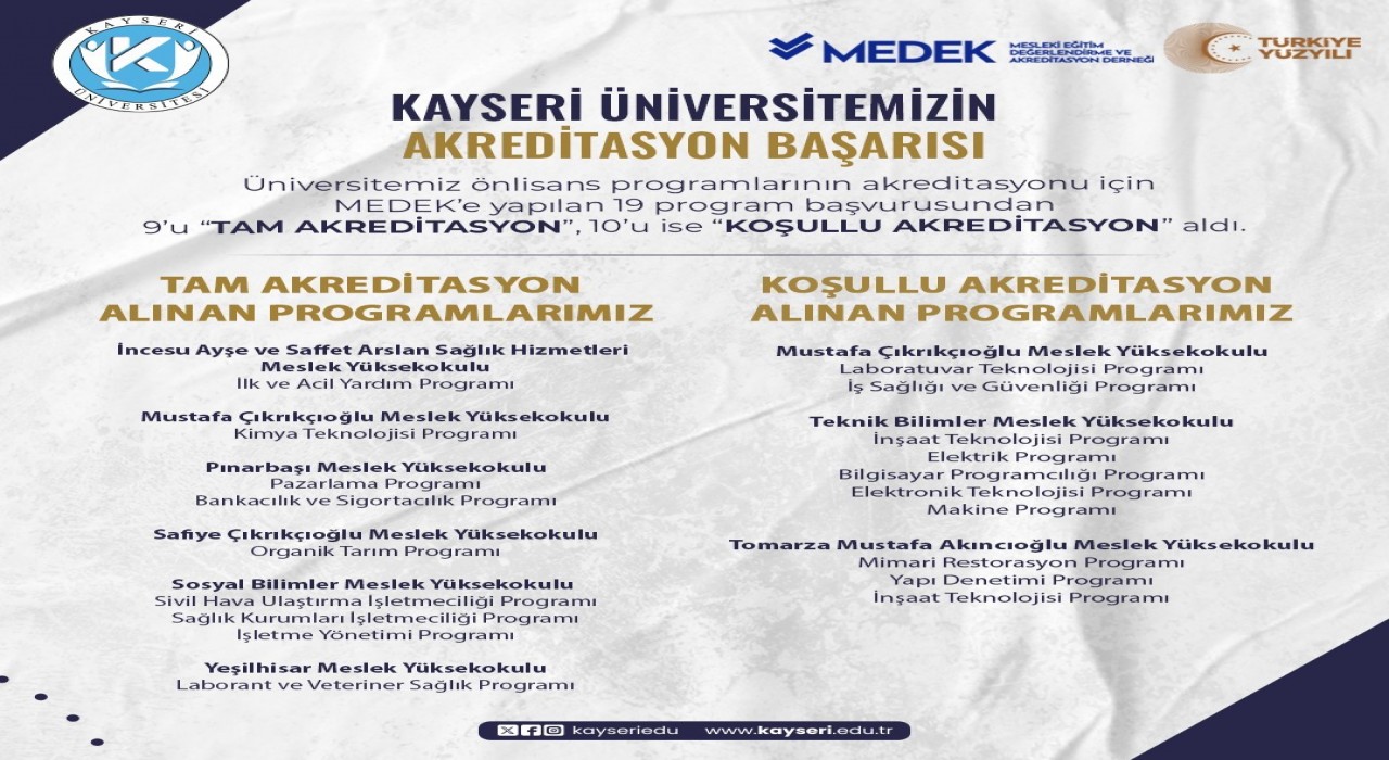 KAYÜnün “akreditasyon” başarısı