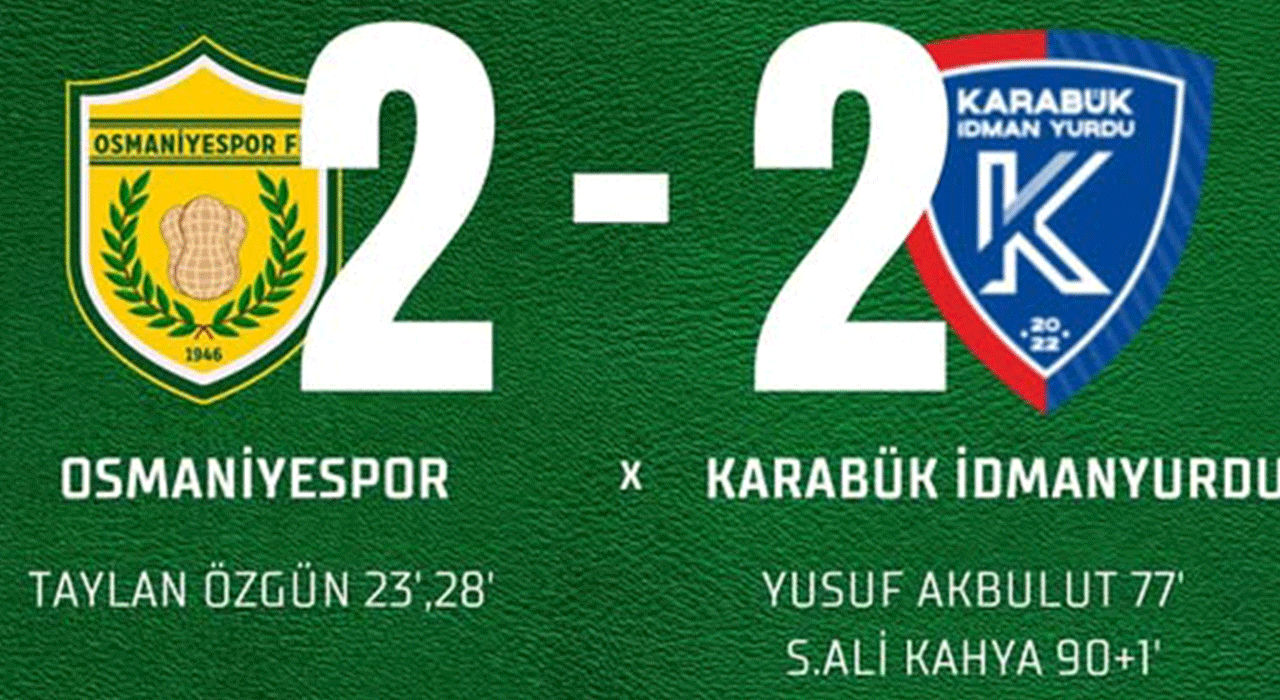 Osmaniyespor FK Sahasında 2 Puan Bıraktı: 2-2